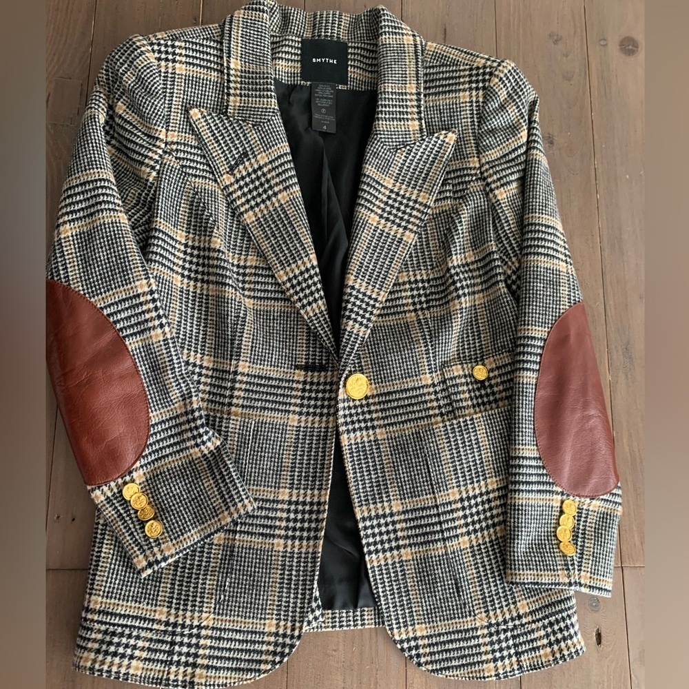 RRPUS$800 Smythe patch pocket duchess wool blazer camel black mahogany US4 - Picture 7 of 11